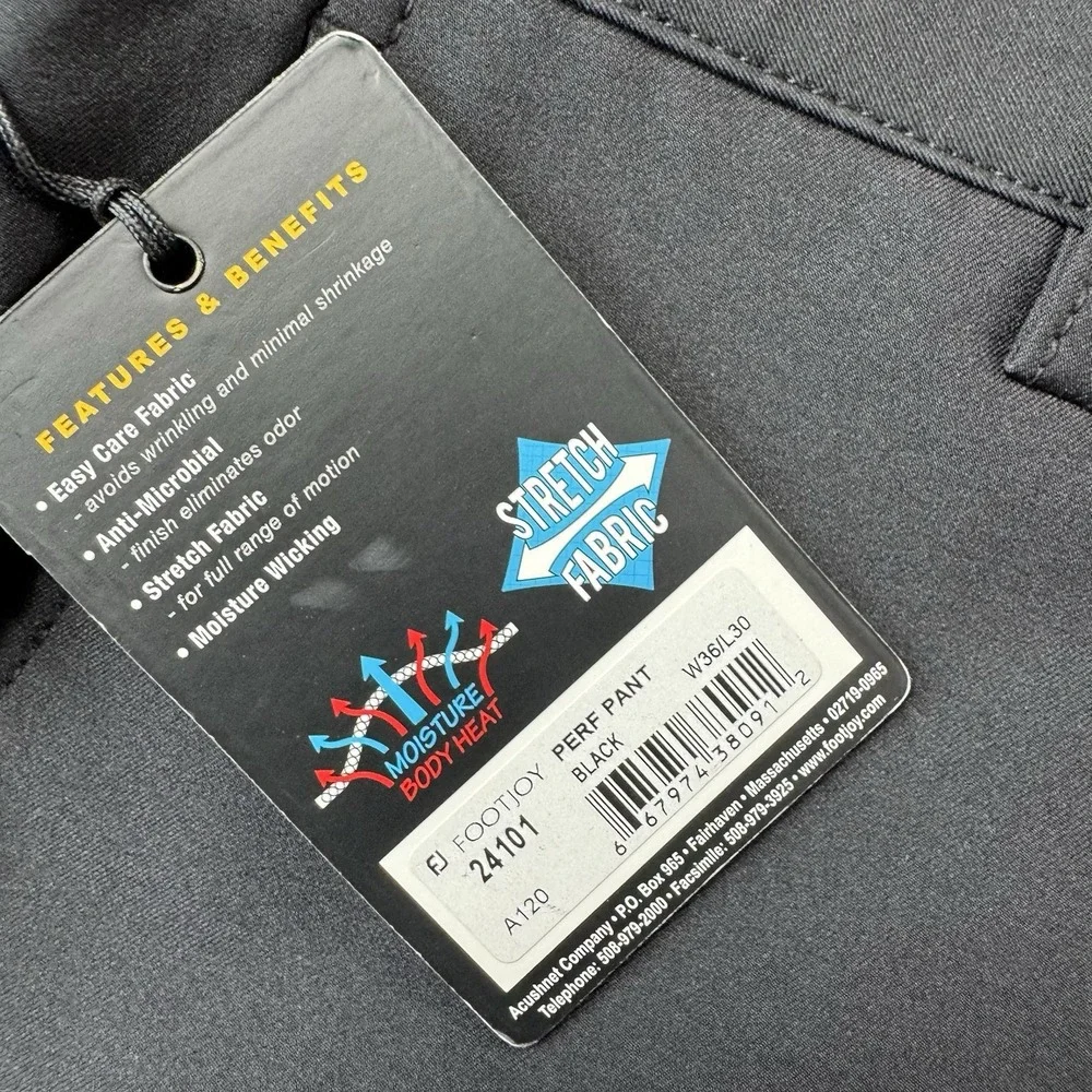 FootJoy Black Perfect Performance 5 Pocket Golf Pant 36X30 24101 NWT